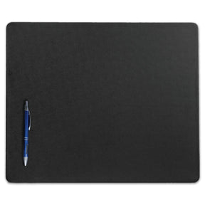 Dacasso black leatherette conference table pad with a blue pen on the side