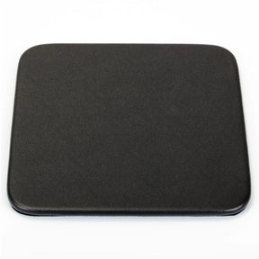 Dacasso black leatherette square coaster with rounded corners on a white background
