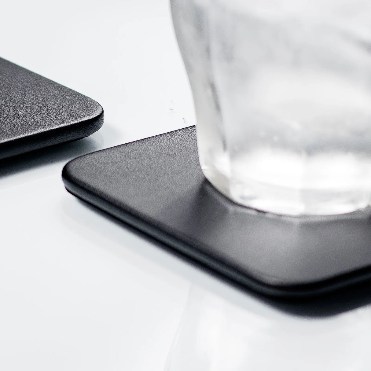 Dacasso Black Leatherette Square Coaster