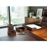 Dacasso Dark Brown Bonded Leather 5-Piece Desk Set