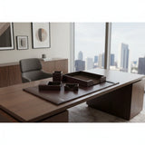 Dacasso Dark Brown Bonded Leather 5-Piece Desk Set