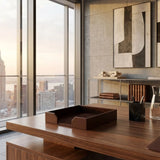 Dacasso Dark Brown Bonded Leather Letter Tray