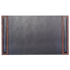 Dacasso walnut and black leather side-rail desk pad