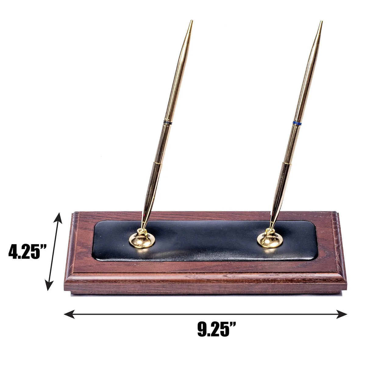 Dacasso Walnut & Black Leather Double Pen Stand