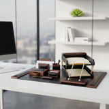 Dacasso Walnut & Leather 10-Piece Desk Set