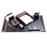 Dacasso Walnut & Leather 8-Piece Desk Set