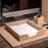 Dacasso White Latte Bonded Leather Letter Tray