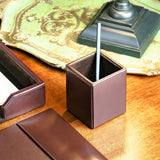 Dacasso Dark Brown Bonded Leather Pencil Cup
