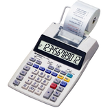 Desktop printing calculator with large display and paper roll for office or school use