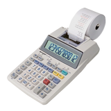 Printing calculator with paper roll, large LCD display and color-coded buttons