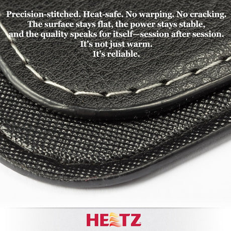 Black textured product with white stitching and Heetz logo at the bottom.