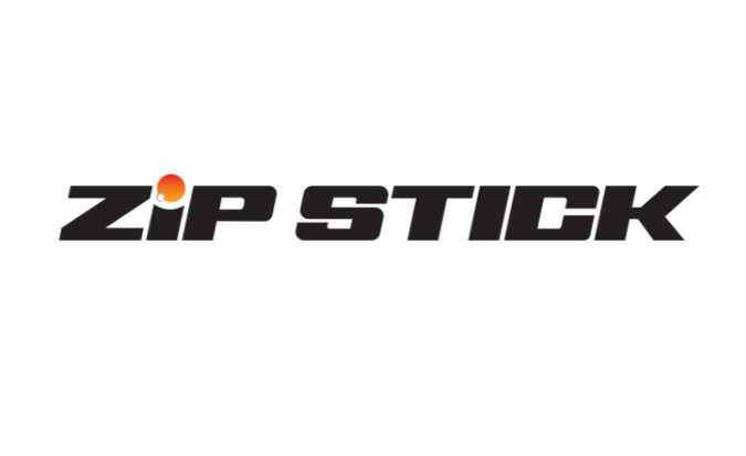 The logo for 'zip STICK' is displayed on a solid white background, featuring bold black lettering with a small orange and yellow gradient circle representing the letter 'i'.