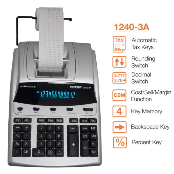 VICTOR® 12-Digit Heavy-Duty Commercial Printing Calculator