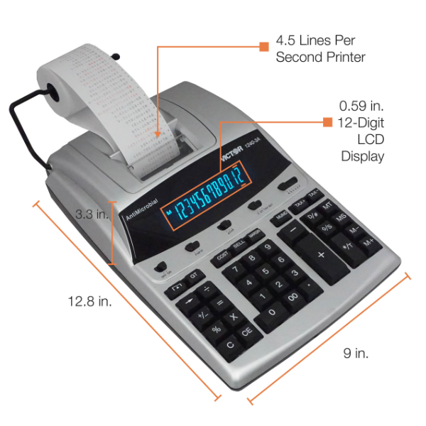 VICTOR® 12-Digit Heavy-Duty Commercial Printing Calculator