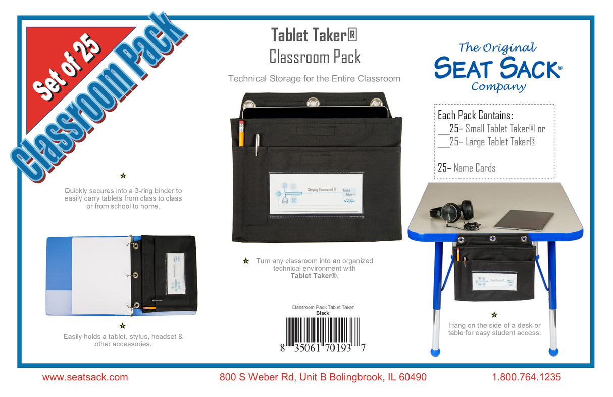 Classroom Pack of Tablet Takers – Hanging Tech Storage Pouches for Tablets and Accessories | Seat Sack®
