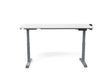 Modern adjustable standing desk with white tabletop and gray legs, ideal for office workspace