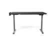 Black electric standing desk with adjustable height and digital controls for office workspace