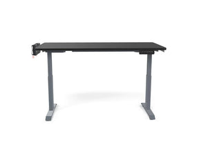 Victor® black height-adjustable electric standing desk with grey legs
