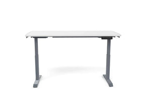 Victor® white electric height adjustable standing desk with grey legs