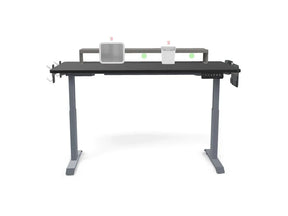 Victor® custom design black standing desk with integrated monitor and accessory mounts