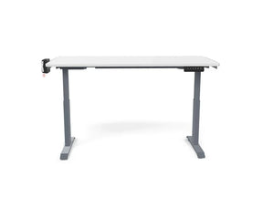 Victor® white electric height adjustable standing desk with grey frame