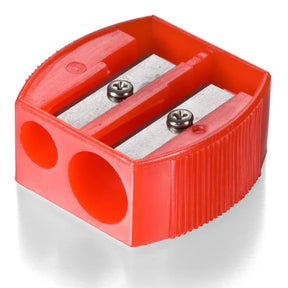 Officemate Achieva twin crayon and pencil sharpener in red plastic