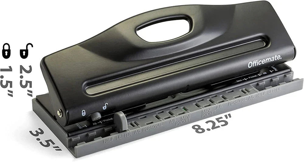 Officemate® Adjustable 6-Hole Punch for Planners & Binders