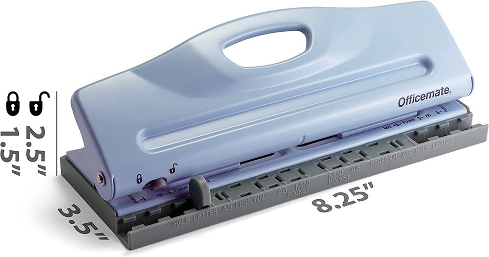 Adjustable 6-Hole Punch for Planners and Binders, Blue