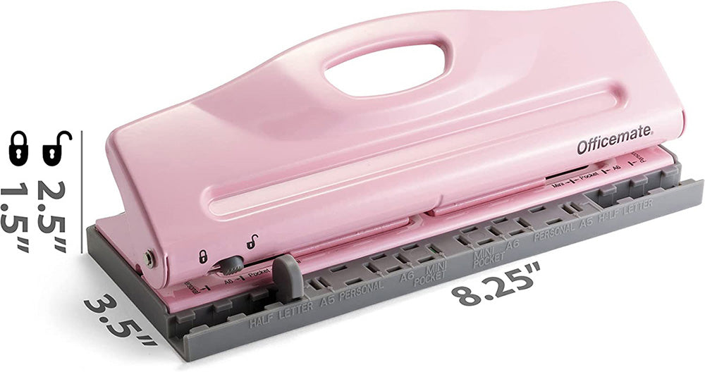 Adjustable 6-Hole Punch for Planners and Binders, pink – Victor