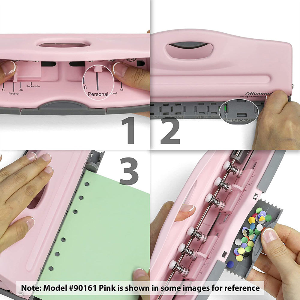 ポケットクリッター　ピングー Adjustable 6-Hole Punch for Planners and Binders, pink – Victor