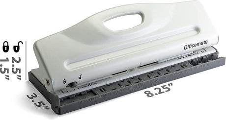 Adjustable 6-Hole Punch for Planners and Binders, White