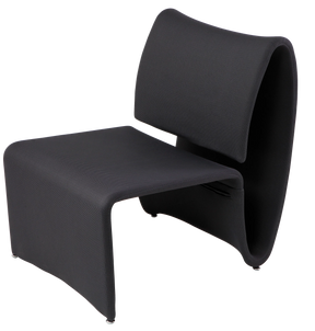Alba modern black mesh reception lounge chair with a curved steel frame