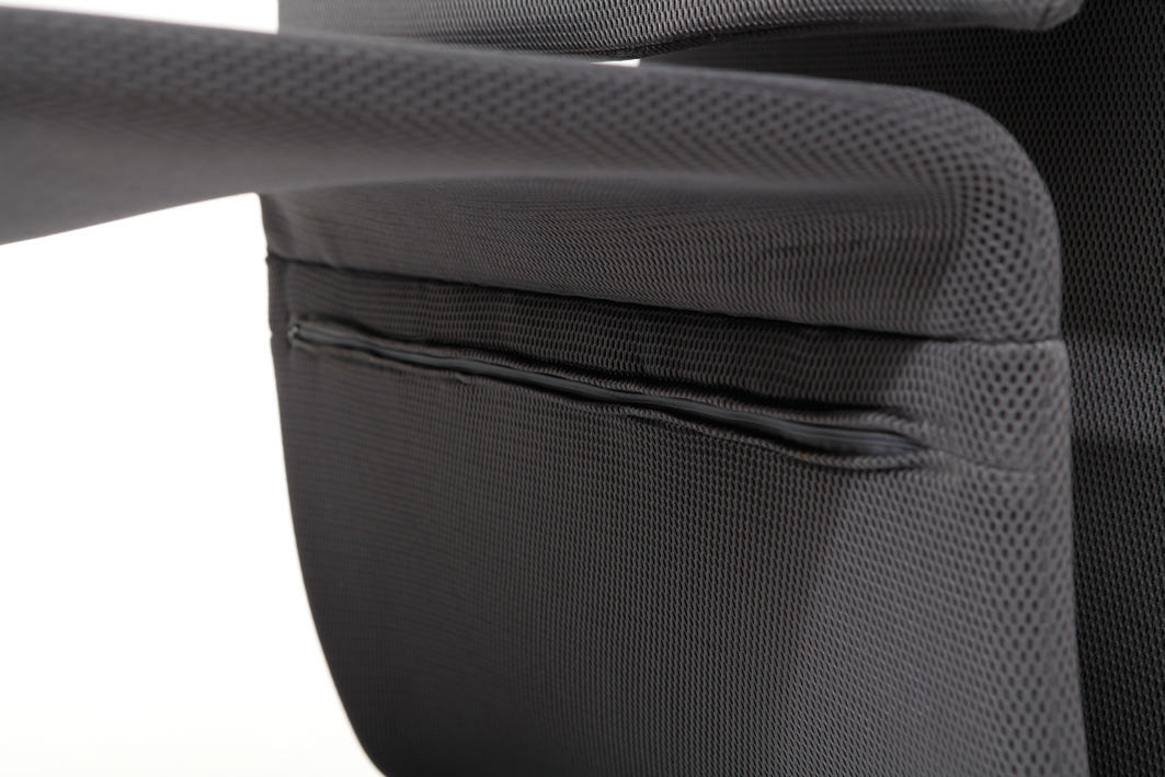 Alba Reception Lounge Chair – Modern Black Mesh Guest Chair with Steel Frame