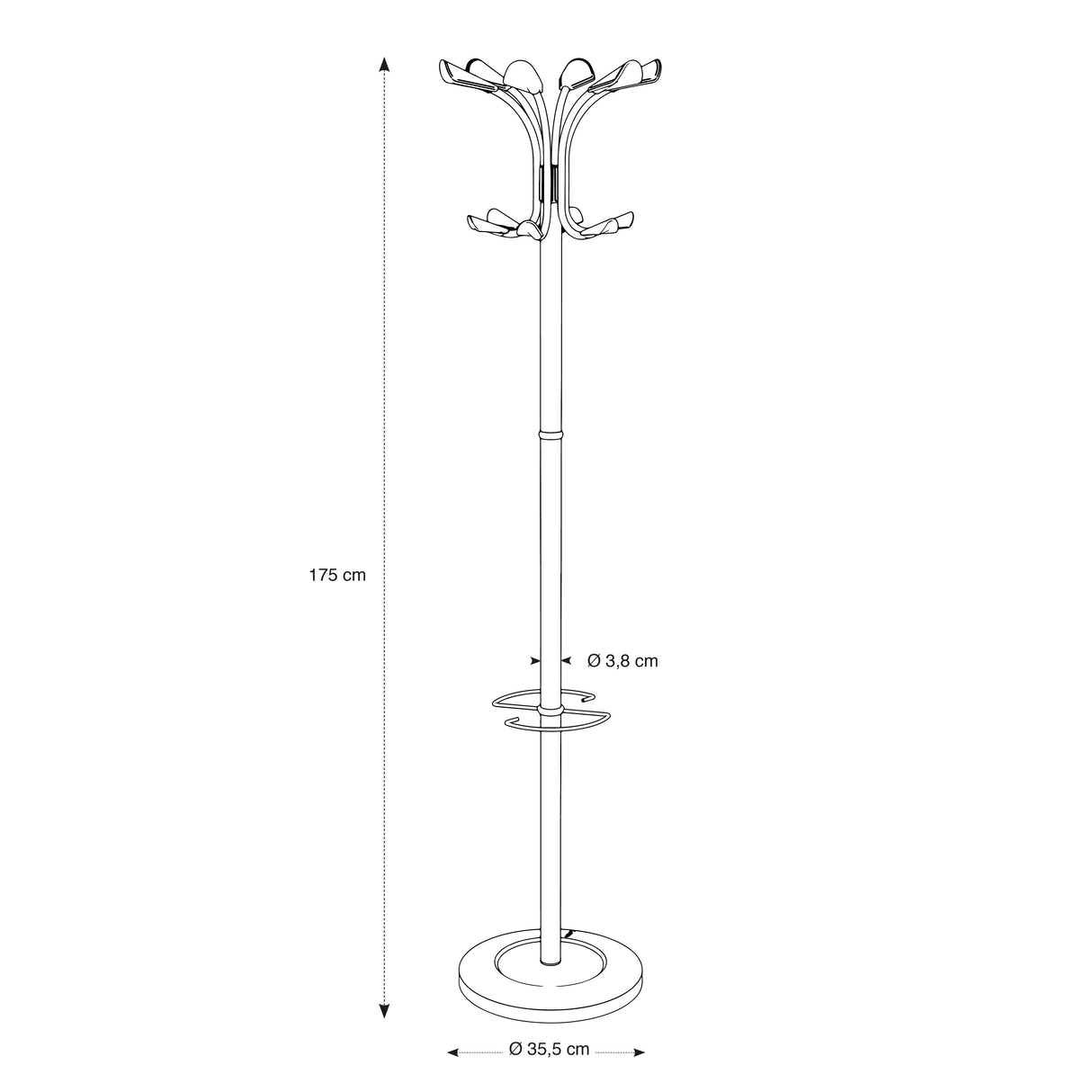 Alba Chrome Freestanding Coat Stand with 12 Pegs