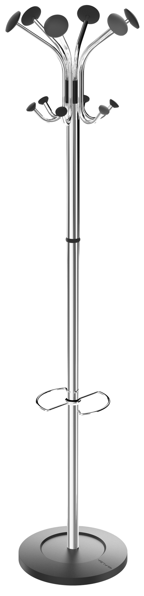 Alba Chrome Freestanding Coat Stand with 12 Pegs