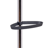 Chrome coat stand with integrated black umbrella holder, office organization accessory