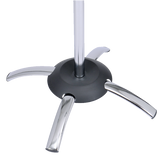 Chrome coat stand base with four curved legs and umbrella holder, office furniture