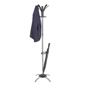 Alba Cleo chrome coat stand with 10 pegs and an integrated umbrella holder