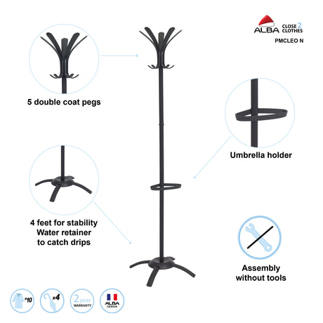 Alba Cleo Freestanding Coat Stand with 10 Pegs