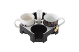 Alba Rendez-Vous Mug Carrier – 4-Cup Coffee Mug Holder with Sugar and Stirrer Storage