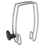 Double-sided chrome coat hook for office panel partitions with black plastic tip
