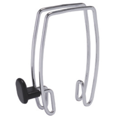 Double-sided chrome coat hook for office panel partitions with black plastic tip