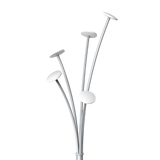 Modern white metal coat stand with four angled hooks, minimalist design