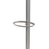 Modern silver metal coat stand with built-in umbrella holder, office or home furniture.