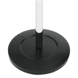 Modern coat stand base with round black platform and vertical white pole