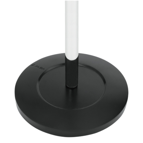Modern coat stand base with round black platform and vertical white pole