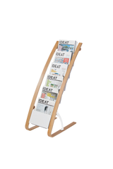 Alba Magazine Display Stand – 6-Pocket Scandinavian Brochure Rack with Wood and ABS