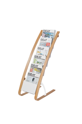 Alba 6-pocket wooden Scandinavian magazine display stand holding brochures