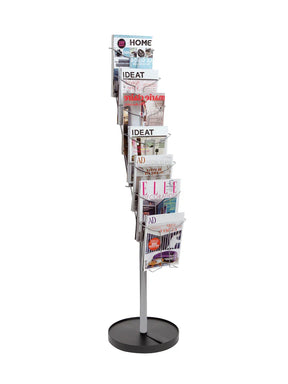 Alba floor standing literature display with 7 compartments holding various magazines
