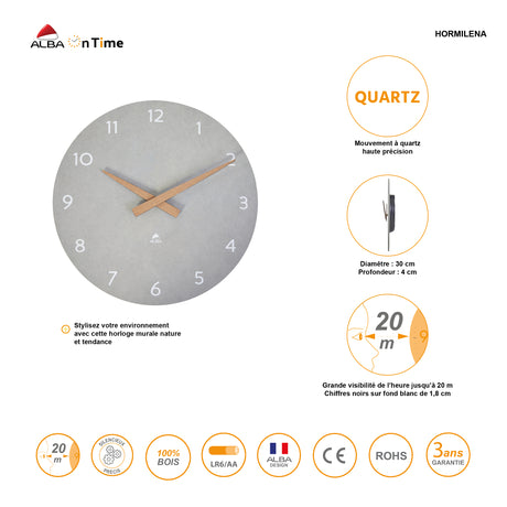 Alba Horimilena Silent Office Wall Clock